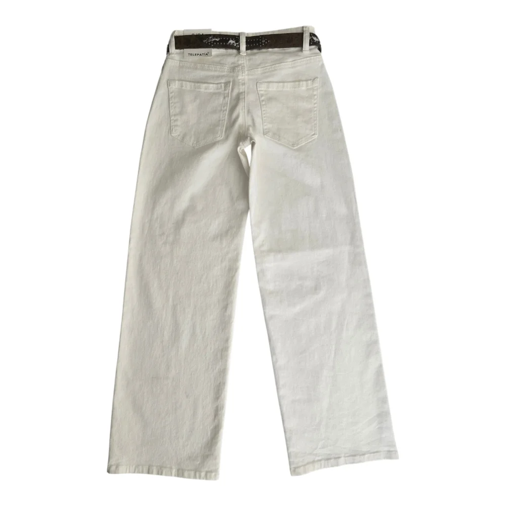 Telepatía White Wide-Leg Low Rise Size 0/24 Jeans Belt Included‎